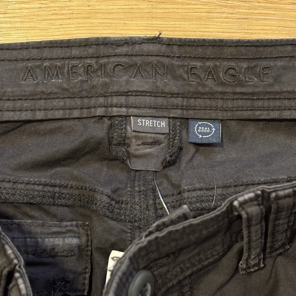 American Eagle Cargo Pants Women's 6 Short Wide Leg Black Baggy Utility Stretch - Picture 13 of 16